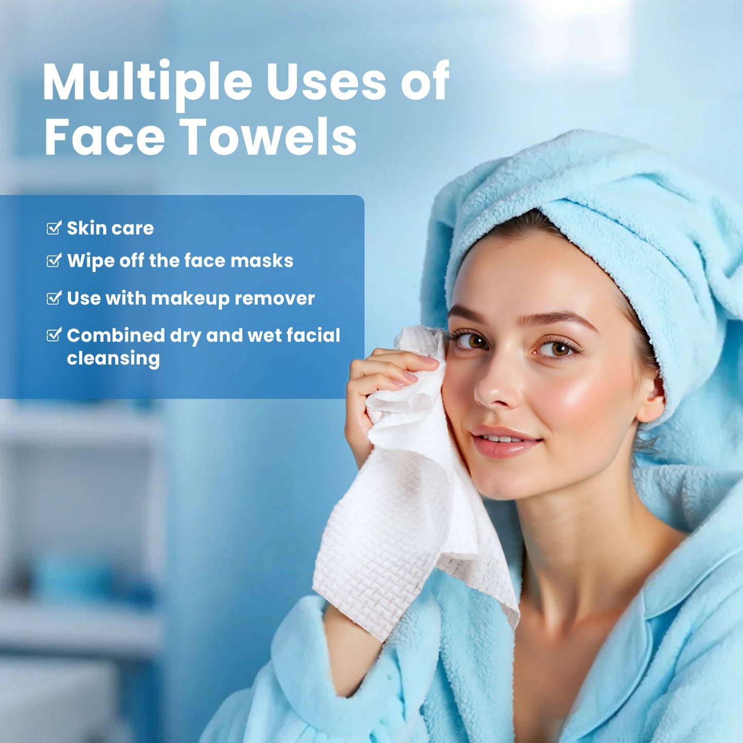 Borje Face Towels XL, Disposable Face Towel 10" x 12", 300 Count (6 Packs of 50), 100% USDA Biobased Facial Towelettes, Ultra Soft & Thick Makeup Remover Wipes for Women Cleansing