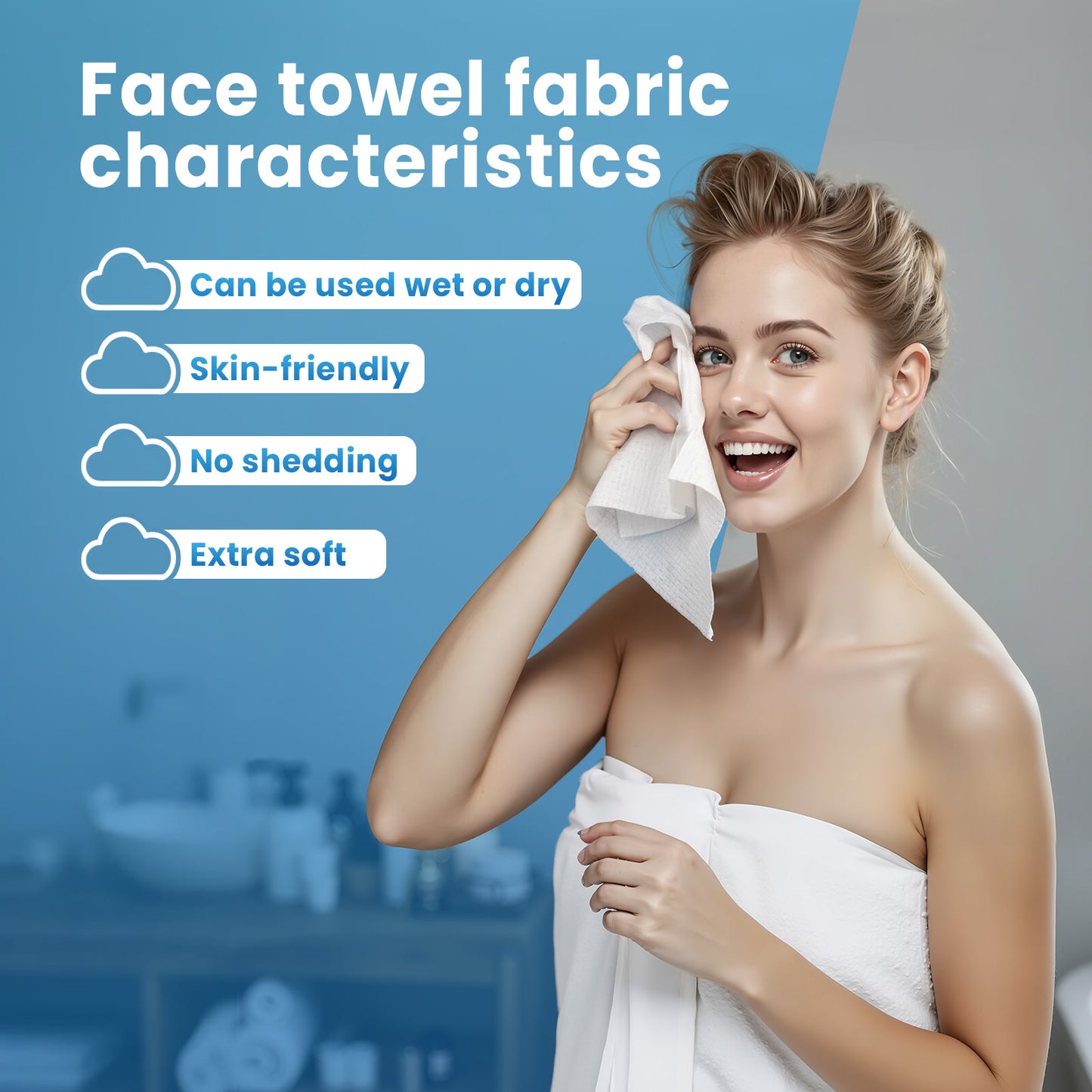 Borje Face Towels XL, Disposable Face Towel 10" x 12", 300 Count (6 Packs of 50), 100% USDA Biobased Facial Towelettes, Ultra Soft & Thick Makeup Remover Wipes for Women Cleansing