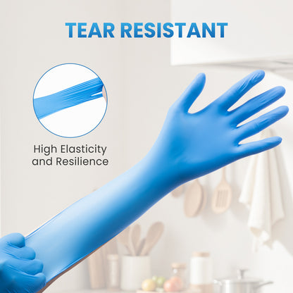 Borje® - 100 Pcs Nitrile Disposable Gloves, Blue, Latex & Powder-Free, Food Safe, Textured Fingertips