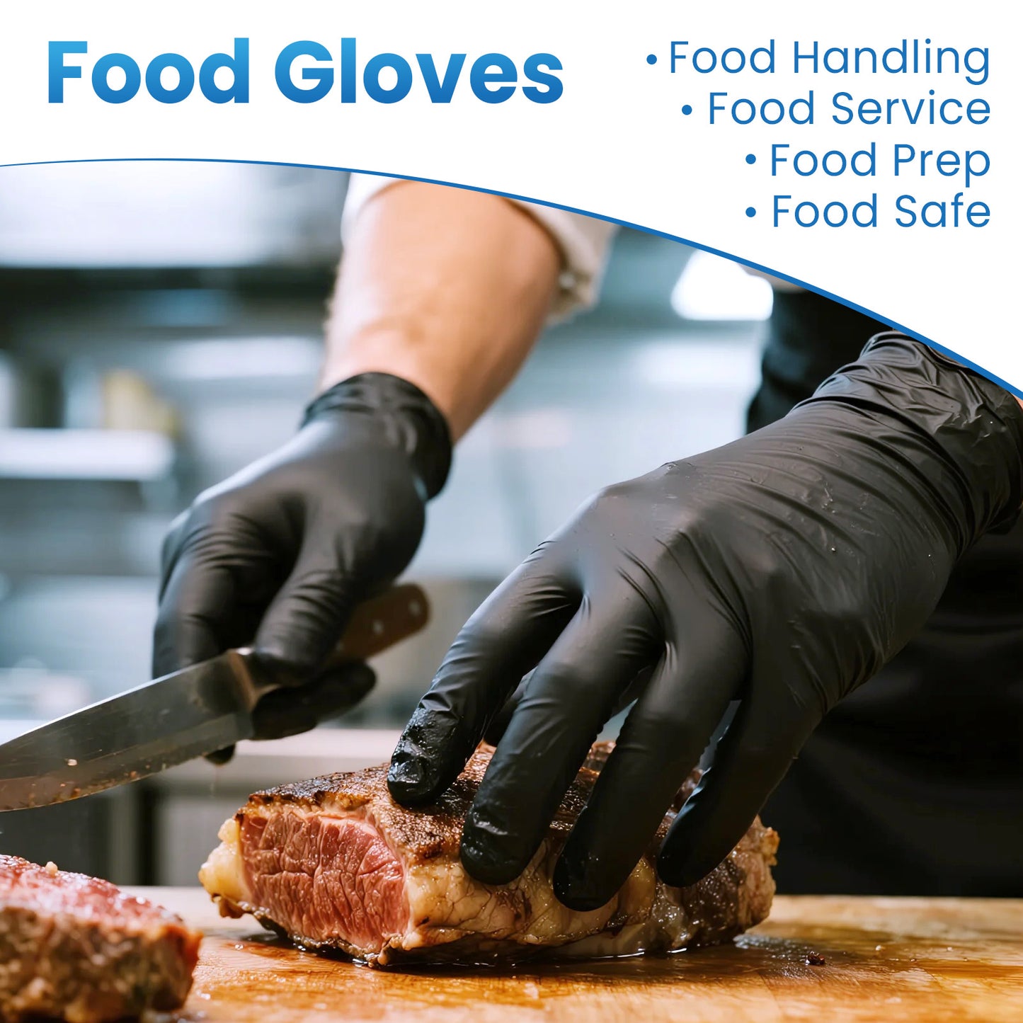 Borje® Black Nitrile Disposable Gloves, Latex & Powder-Free, Food Safe, Textured Fingertips, Cleaning