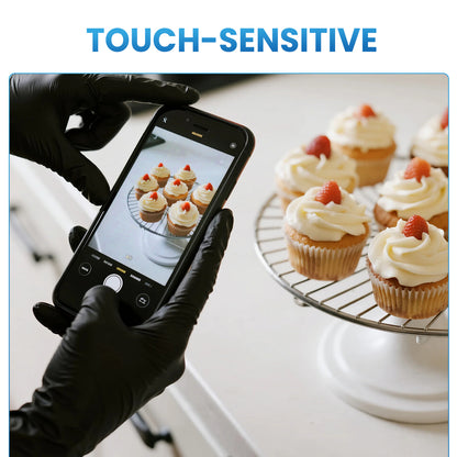 Borje® Black Nitrile Disposable Gloves, Latex & Powder-Free, Food Safe, Textured Fingertips, Cleaning
